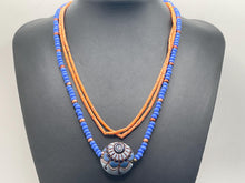 Load image into Gallery viewer, Blue and Orange Layered Necklace Set