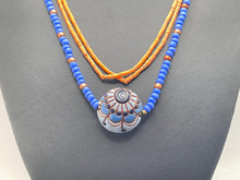 Load image into Gallery viewer, Blue and Orange Layered Necklace Set