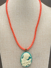 Cargar imagen en el visor de la galería, Cameo on Coral Necklace
