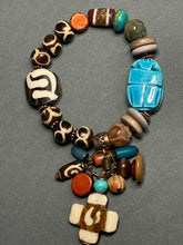 Load image into Gallery viewer, Turquoise Scarab Charms Bracelet
