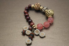 Load image into Gallery viewer, Pink Quartz Red Tiger Eye Bracelet
