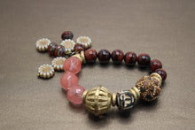 Load image into Gallery viewer, Pink Quartz Red Tiger Eye Bracelet
