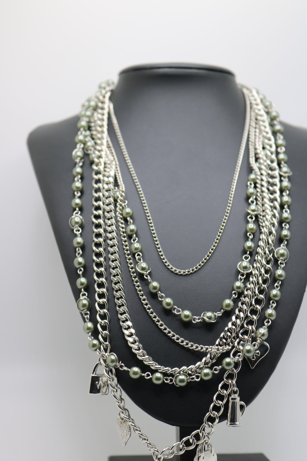 Multi Strands Rhodium Necklace