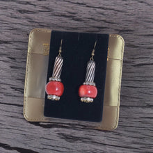 Load image into Gallery viewer, Coral African Batik Earrings
