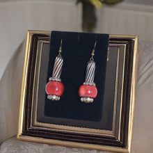 Load image into Gallery viewer, Coral African Batik Earrings
