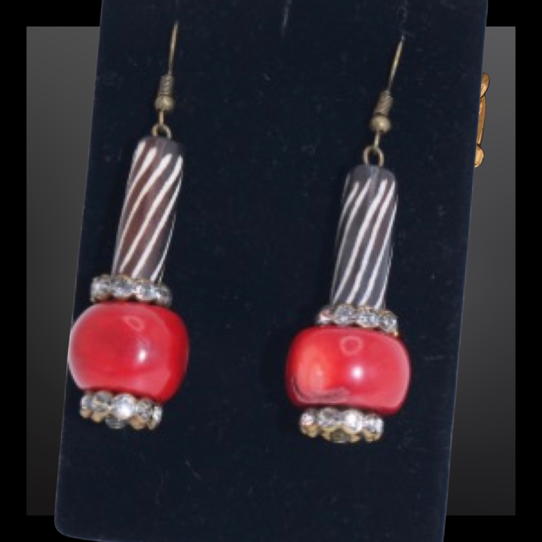 Coral African Batik Earrings