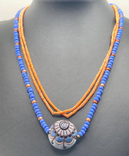 Load image into Gallery viewer, Blue and Orange Layered Necklace Set
