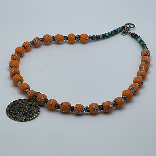 Orange Krobo Necklace