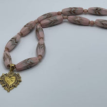 Load image into Gallery viewer, Pink on Brass Necklace
