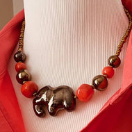 Red Elephant Kazuri Necklace