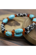 African tribal beads with turquoise howlite  bracelet